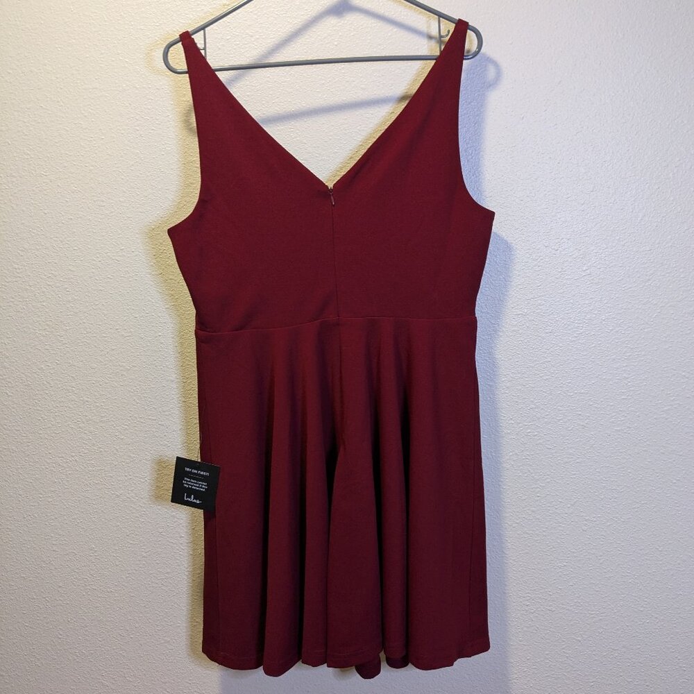Lulus Ariana Burgandy/Wine Colored Skater Dress NWT Women's Size XL